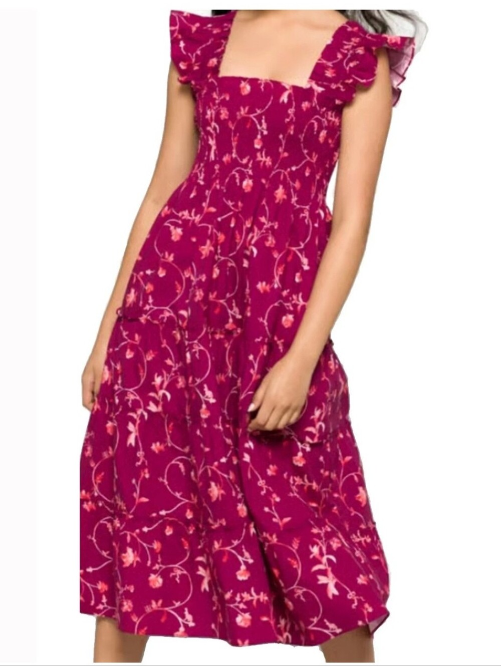 Hill House Home A-line Nap Dress Burgundy Botanical Size Large